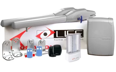 Ce contine un kit de automatizare porti batante Life OPTIMO2?